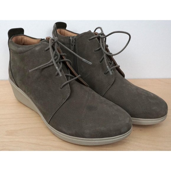 Clarks Shoes Clarks Unstructured Womens Gray Taupe Wedge Lace Up
